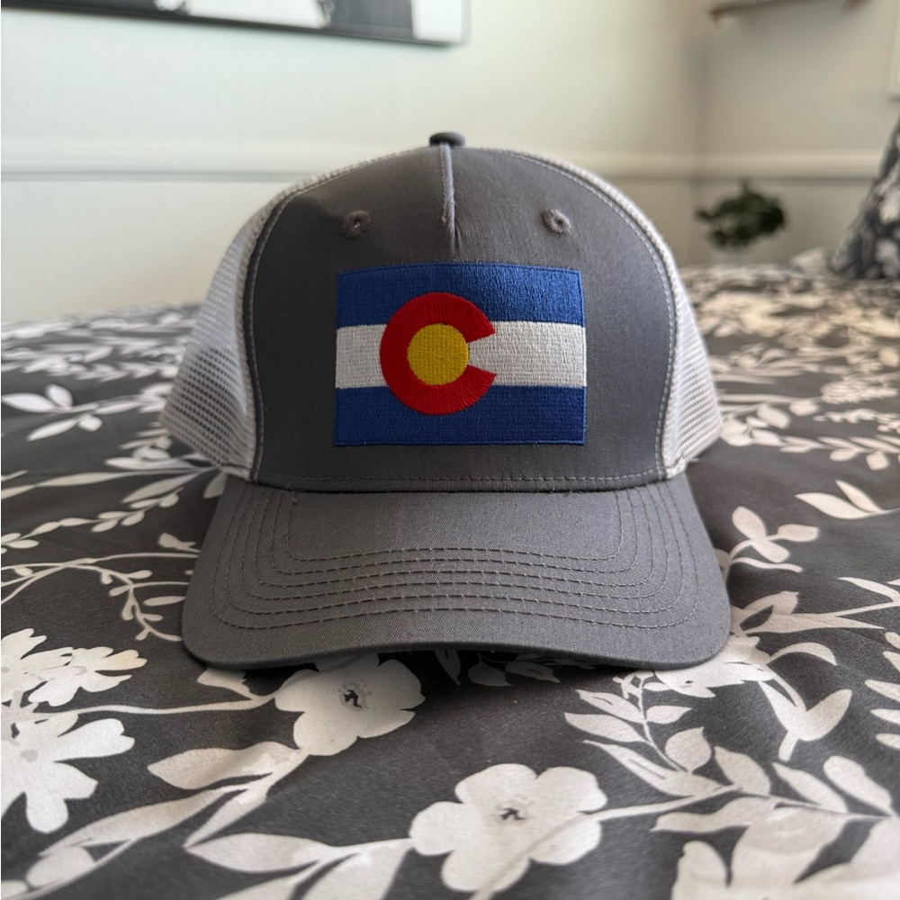 Gray Trucker Hat with Colorado Flag Patch
